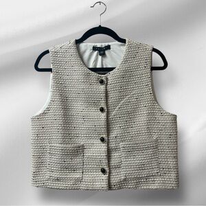 Tullea Cream Tweed Vest Button Up Large
